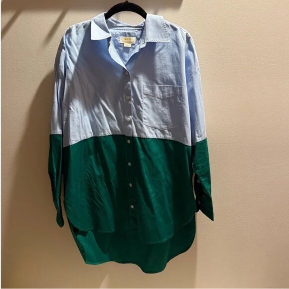 Anthropologie Maeve Bennet Button Colorblock blue green size XXS - Picture 3 of 5